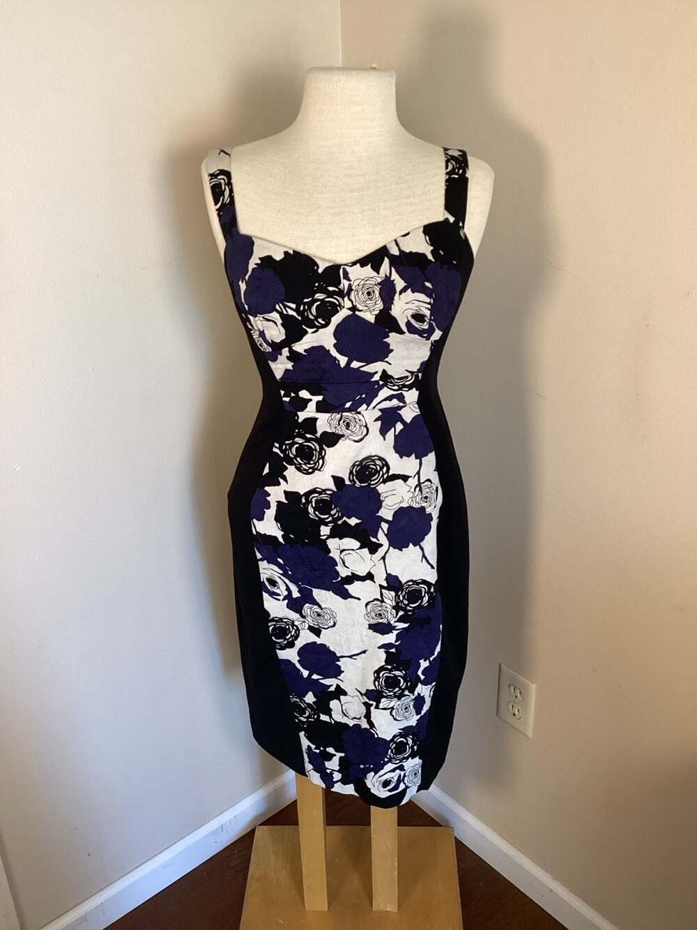 Black Halo Floral Colorblock Sheath Dress Size 8